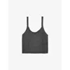 Shop The Kooples Womens Sheer Ribbed-knit Tank Top Grey Silver
