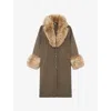 The Kooples Womens Single-breasted Faux-fur Wool Coat Hazelnut Xs In Black