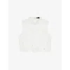The Kooples Womens Ecru High-neck Lace-embroidered Short Woven Top Xs In White