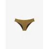 The Kooples Womens  X Luz Noor High-cut Textured Bikini Bottoms In Kaki