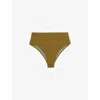 The Kooples Womens  X Luz Victoria High-rise Textured Bikini Bottoms In Kaki
