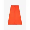 The Kooples Womens Orange Red Leopard-jacquard Buttoned Woven Midi Skirt In Orange