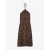 The Kooples Womens Leopard-print Open-back Woven Maxi Dress In Multi