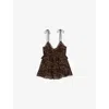 The Kooples Womens Leopard-print Ruffled-trim Woven Top In Brown