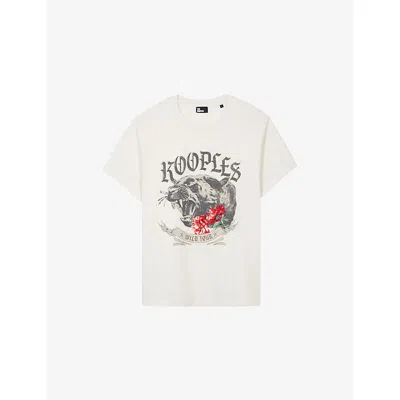 The Kooples Womens  Logo-print Short-sleeve Cotton T-shirt In White