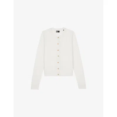 The Kooples Womens  Round-neck Button-down Cashmere Cardigan In White