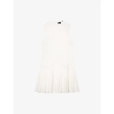 The Kooples Womens Light Beige Sleeveless Pleated-skirt Woven Mini Dress In Pink