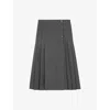 The Kooples Womens  Checked Button-embellished Wool Midi Skirt In Gold