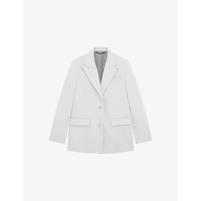 The Kooples Womens Light Purple Single-breasted Peak-lapel Cotton Blazer In White