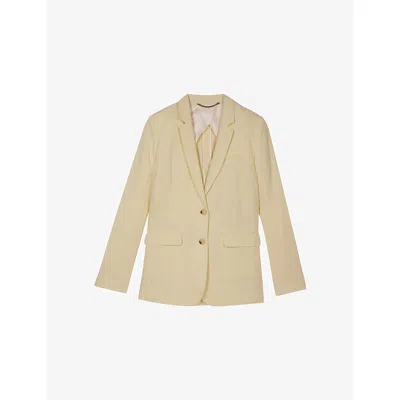 The Kooples Womens Light Yellow Notch-lapel Regular-fit Linen Blazer In Neutral