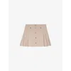 The Kooples Womens  Button-embellished Pleated Cotton Mini Skirt In Lila