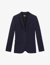 The Kooples Womens Nav03 Slim-fit Single-breasted Stretch-woven Blazer In Nav03
