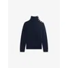 The Kooples Womens Navy Button-neck Long-sleeve Wool Jumper In Blue