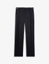 THE KOOPLES THE KOOPLES WOMEN'S NAVY CHAIN-EMBELLISHED PLEATED-FRONT STRAIGHT-LET MID-RISE WOVEN TROUSERS