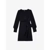 THE KOOPLES WOMENS THE KOOPLES JACQUARD WRAP LONG-SLEEVE WOVEN MINI DRESS