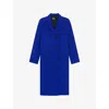 The Kooples Womens Royal Blue Notched-lapel Double-breasted Wool-blend Coat In Blue