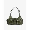 The Kooples Womens Olive Amelia Cracked-leather Shoulder Bag In Green