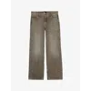 The Kooples Womens Buckled Wide-leg Low-rise Denim Jeans Olive In Olive