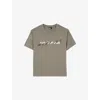 The Kooples Womens  Brand-print Cotton-jersey T-shirt In Olive Kaki