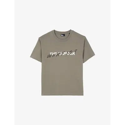 The Kooples Womens  Brand-print Cotton-jersey T-shirt In Olive Kaki