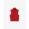 The Kooples Womens  High-neck Sleeveless Knitted Top In Red