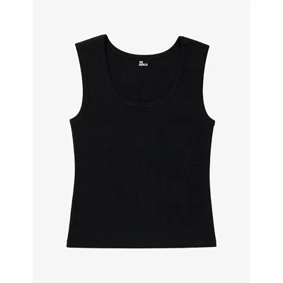 The Kooples Womens Ribbed Scoop-neck Knitted Vest Black