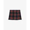 The Kooples Womens Rouge Noir Buckle-embellished Tartan Wool Mini Skirt In Burgundy