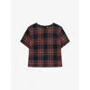 The Kooples Womens Rouge Noir Round-neck Short-sleeve Tartan Wool Top Xs In Multi