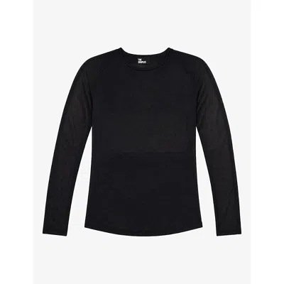 The Kooples Womens Round-neck Long-sleeve Knitted Top Black
