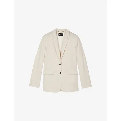 The Kooples Womens Sand Notch-lapel Regular-fit Lyocell, Linen And Cotton Blazer In White