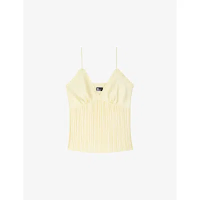 The Kooples Womens Yellow Adjustable-strap Pleated Woven Cami Top Xs