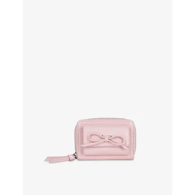 The Kooples Womens Amelia Bow-embroidered Leather Coin Purse Pink
