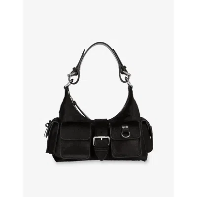The Kooples Womens Amelia Leather Shoulder Bag Black