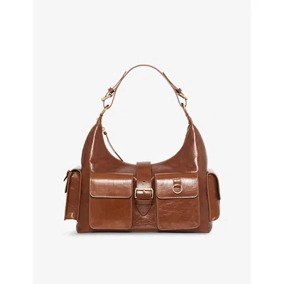 The Kooples Womens Brown Amelia Leather Shoulder Bag
