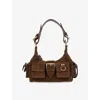 The Kooples Womens Chocolate Amelia Small Suede Shoulder Bag