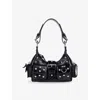 The Kooples Womens Amelia Stud-embellished Leather Shoulder Bag Black In Black