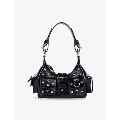 The Kooples Womens Amelia Stud-embellished Leather Shoulder Bag Black