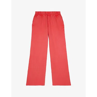 The Kooples Womens Rubis Appliqué-back Raw-hem Straight-leg Cotton Jogging Bottoms