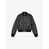 The Kooples Womens Black Washed Baseball-collar Patch-pocket Leather Jacket In Black