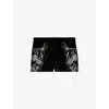 The Kooples Womens Black Beaded High-rise Cotton Shorts In Black