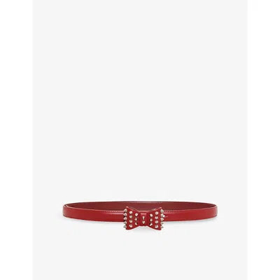 The Kooples Womens  Bow Stud-embellished Leather Belt In Red