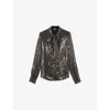 The Kooples Womens Bow-tie Relaxed-fit Sequin Shirt Grey In Grey