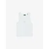 The Kooples Womens Light Blue Brand-embroidered Round-neck Cotton-jersey Vest Xs In White