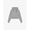 The Kooples Womens Grey Melange Branded Cropped Cotton-jersey Hoody In Gray