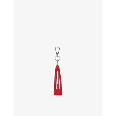 The Kooples Womens Branded Hair-clip Metal Keyring Red