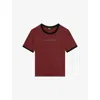 The Kooples Womens Wine Red Branded-print Short-sleeved Cotton-jersey T-shirt In Burgundy