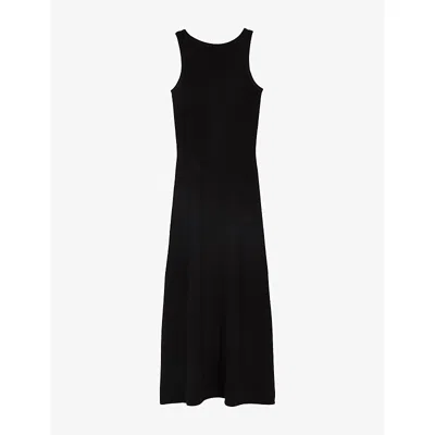 The Kooples Womens Black Chain Boat-neck Stretch-mesh Maxi Dress