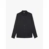 The Kooples Womens Black Tonal-button Relaxed-fit Silk Shirt In Black