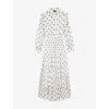 The Kooples Womens  Collar Polka-dot Woven Maxi Dre In White / Black