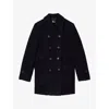The Kooples Womens Navy Collared Button-down Wool-blend Coat In Multi